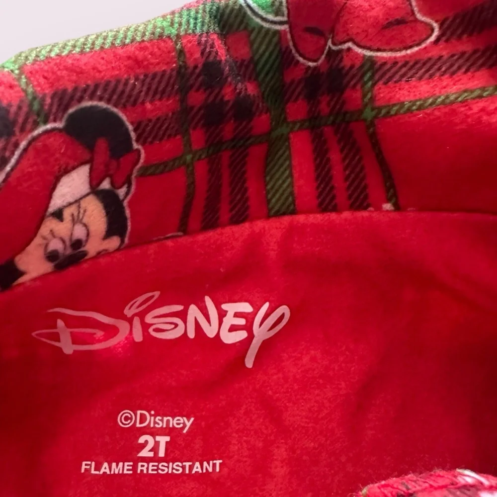 NWT Toddler Girl Disney Two Piece Pajama Set Plaid Minnie Mouse Winter Holiday